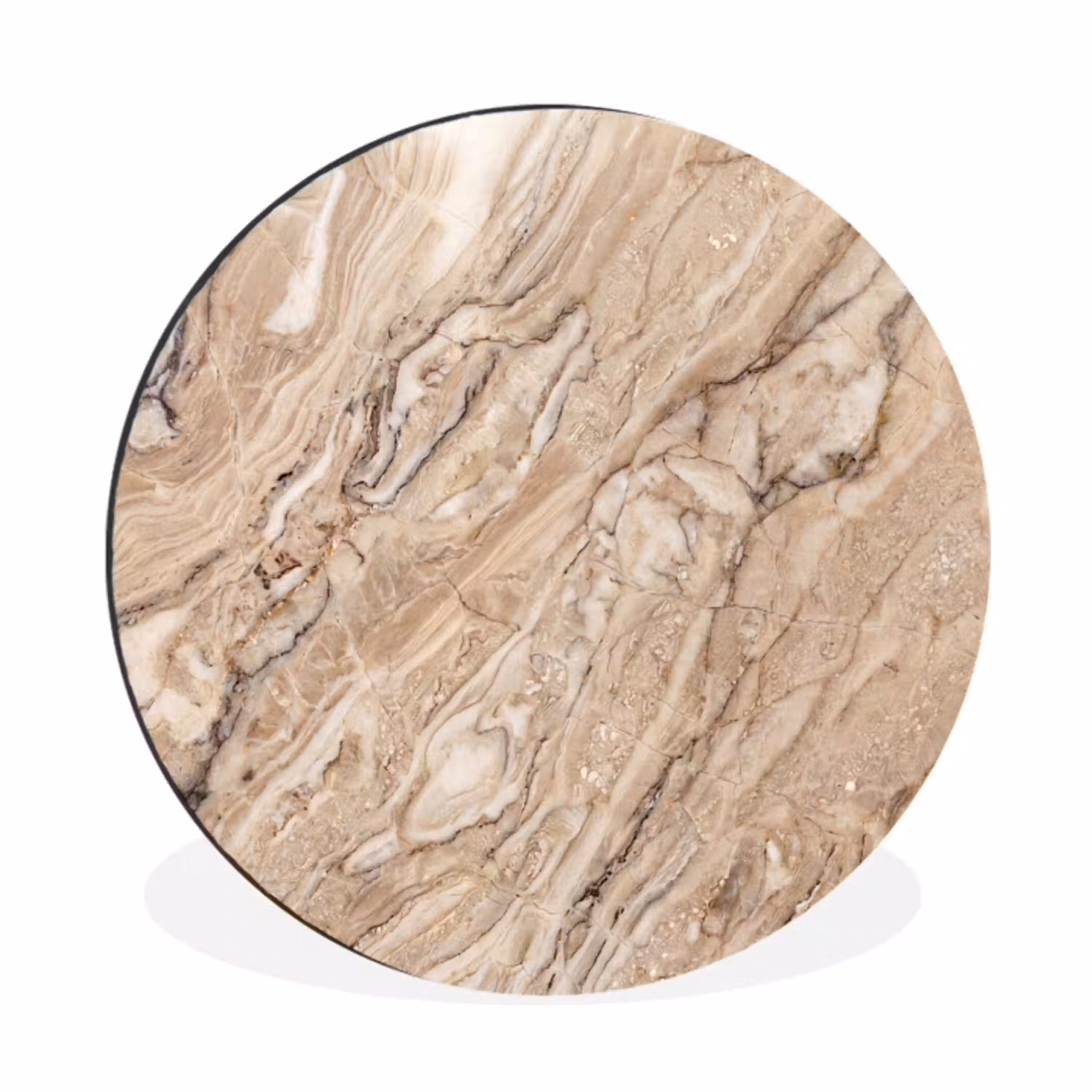 Textuur - Aders - Abstract - Modern - Beige Wandcirkel aluminium klein -3d