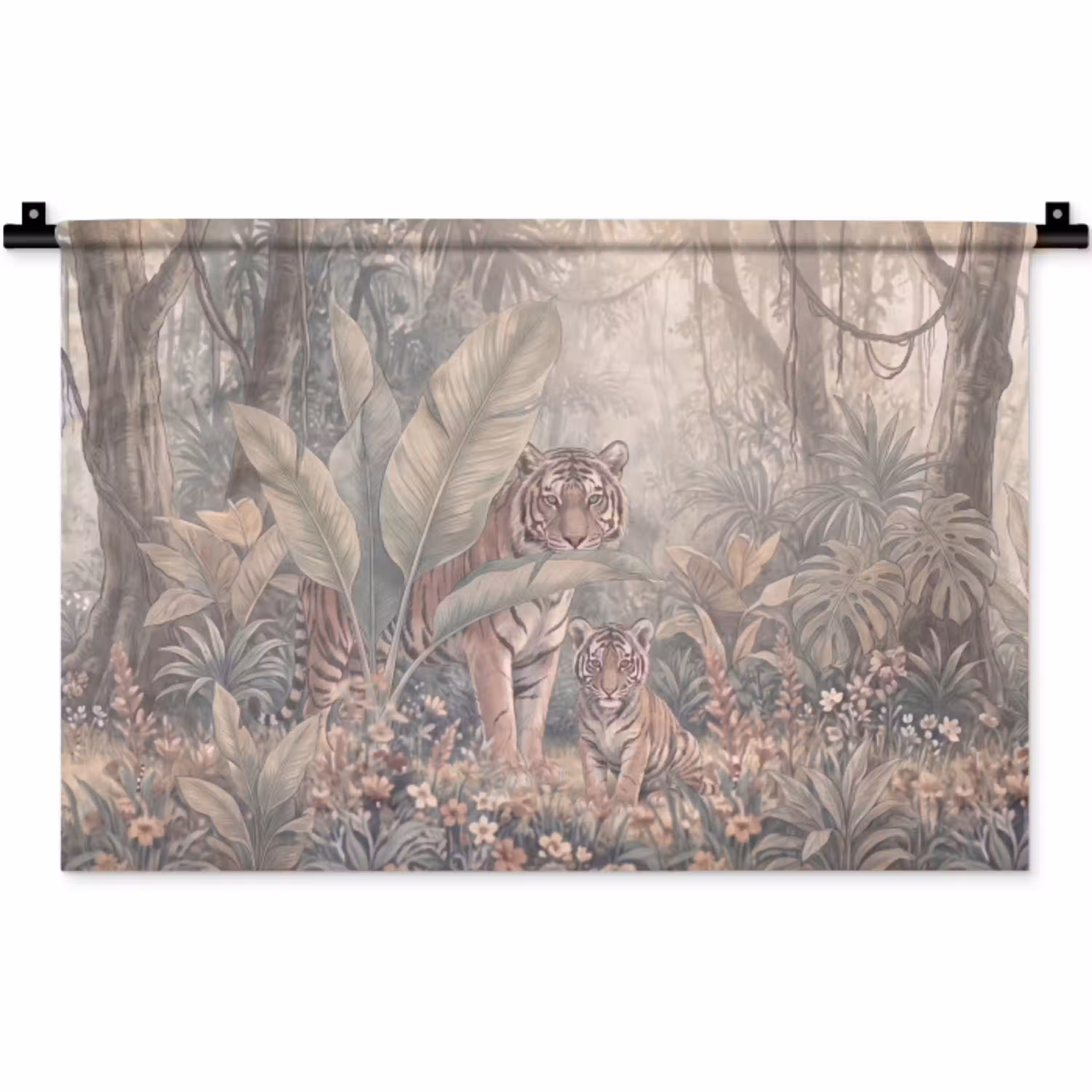 Tijger - Welp - Jungle - Illustratie - Dieren Wandkleed katoen klein -zz3d