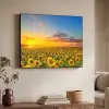 Bloemen - Zonnebloem - Zonsondergang - Nacht - Oranje Textielframe - compleet frame klein -sfeer3