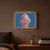 Ijsje - Hoorntje - Steentjes - Blauw Light Box met batterij (Wandlamp) middel -sfeer4