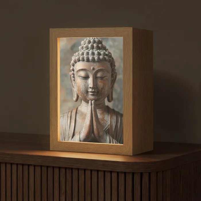 Boedha - Beeld - Bruin - Rust Light Box met kabel (Tafellamp) klein -z3d_website