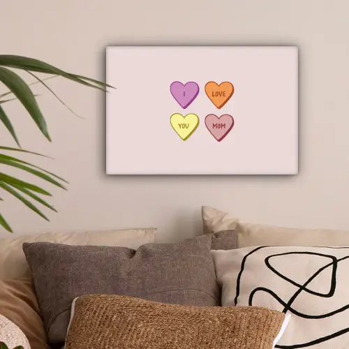Hartjes - Pastel - Liefde - Moeder canvas 2cm klein -sfeer1