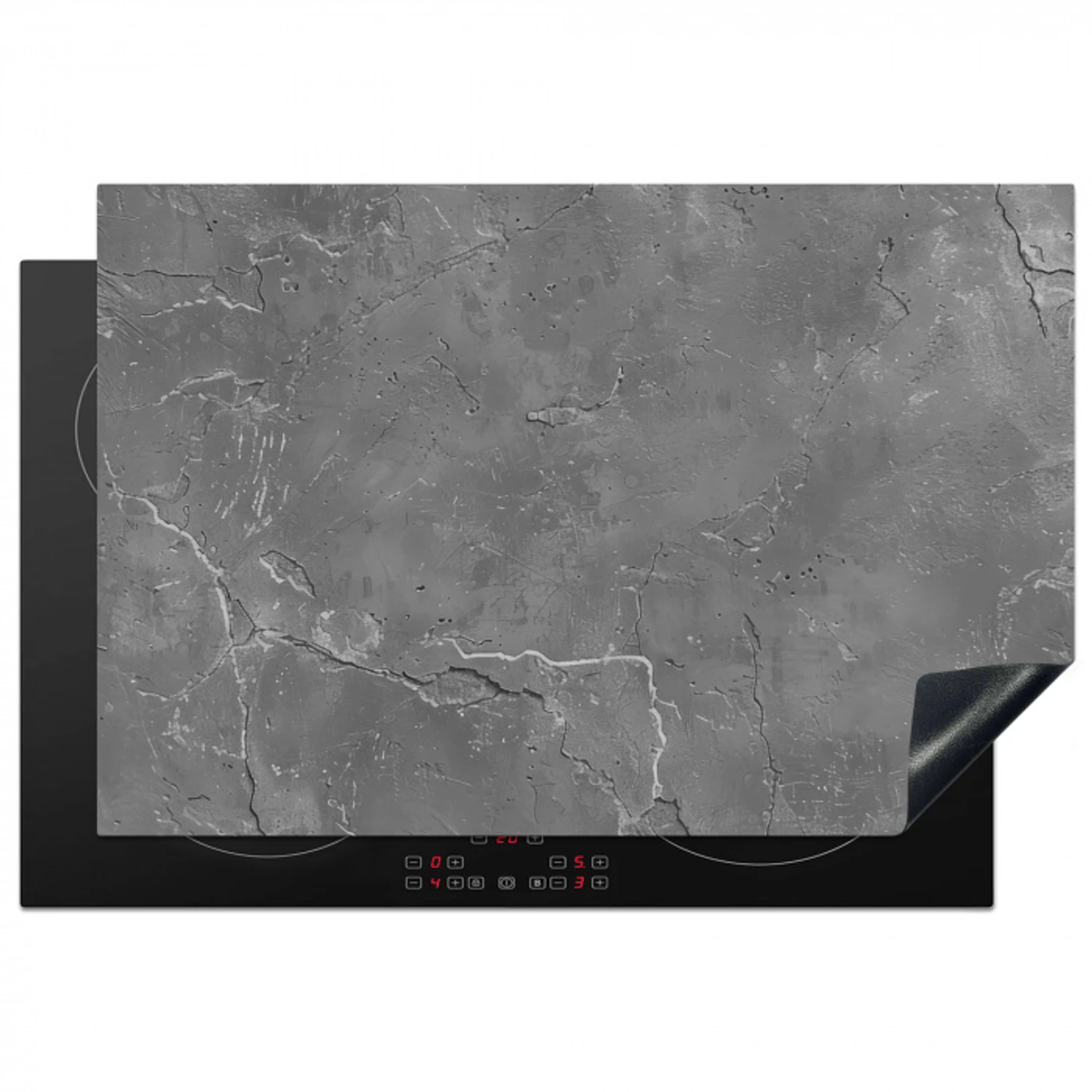 Beton - Grijs - Abstract - Betonlook Inductie beschermer vinyl 3mm klein -3d