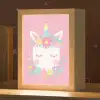 Eenhoorn - Bloemen - Roze Light Box met kabel klein -zzz_3d_website