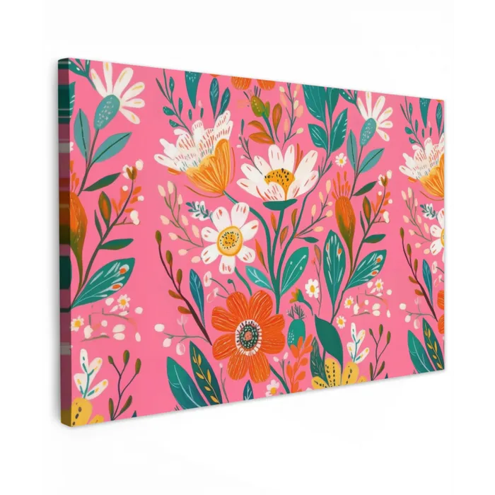 Roze - Bloemen - Wit - Oranje canvas 2cm klein -z3d