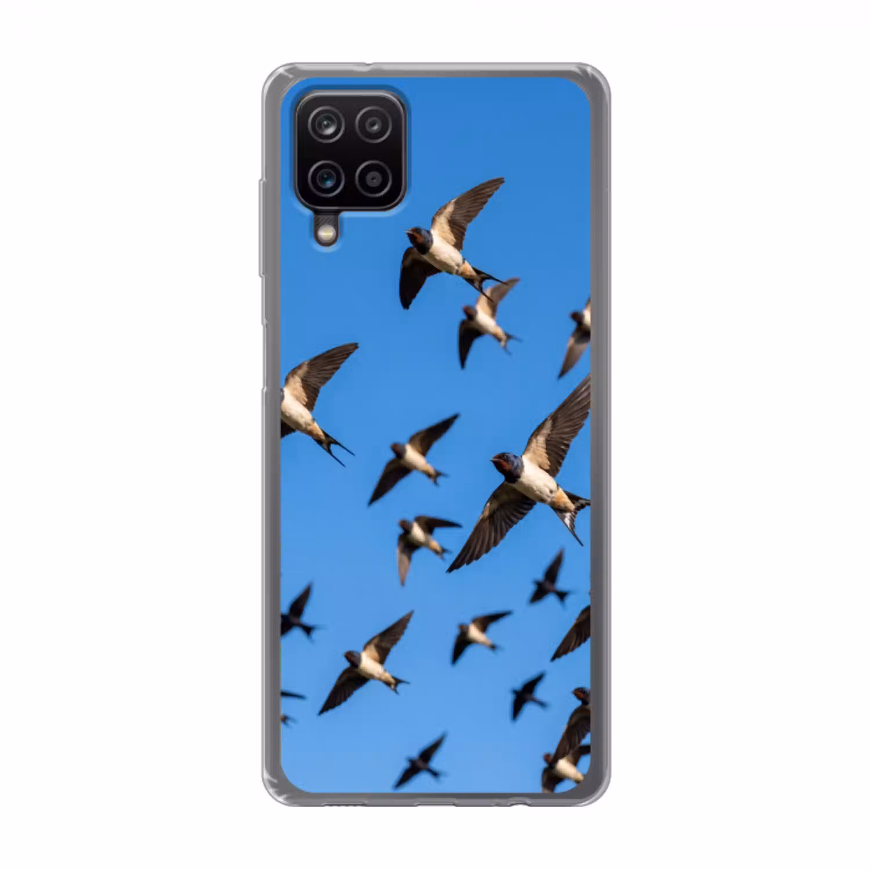 Zwaluwen - Vliegen - Blauw Telefoonhoesje Samsung Galaxy A12 klein -3d