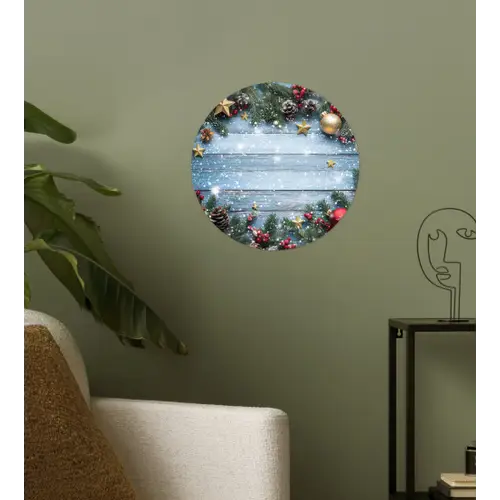 Kerstomlijsting - Sneeuw - Meerkleurig Wandcirkel behangsticker klein -sfeer2