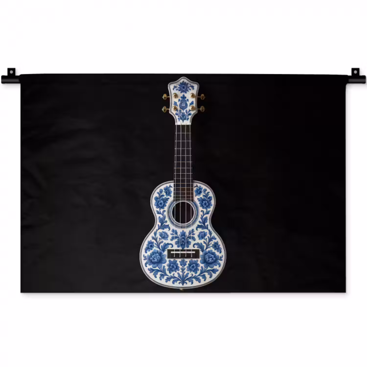 Wandteppich - Ukulele - Delft - Blau - Musik
