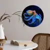 Octopus - Stippen - Blauw - Zee Wandcirkel behangsticker klein -sfeer3