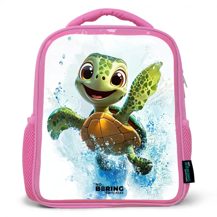 Schildpad - Water - Groen Kinderrugzak - Roze middel -3d