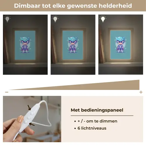 Superheld - Blauw - Jongens Light Box met kabel klein -USP_dimbaarNL