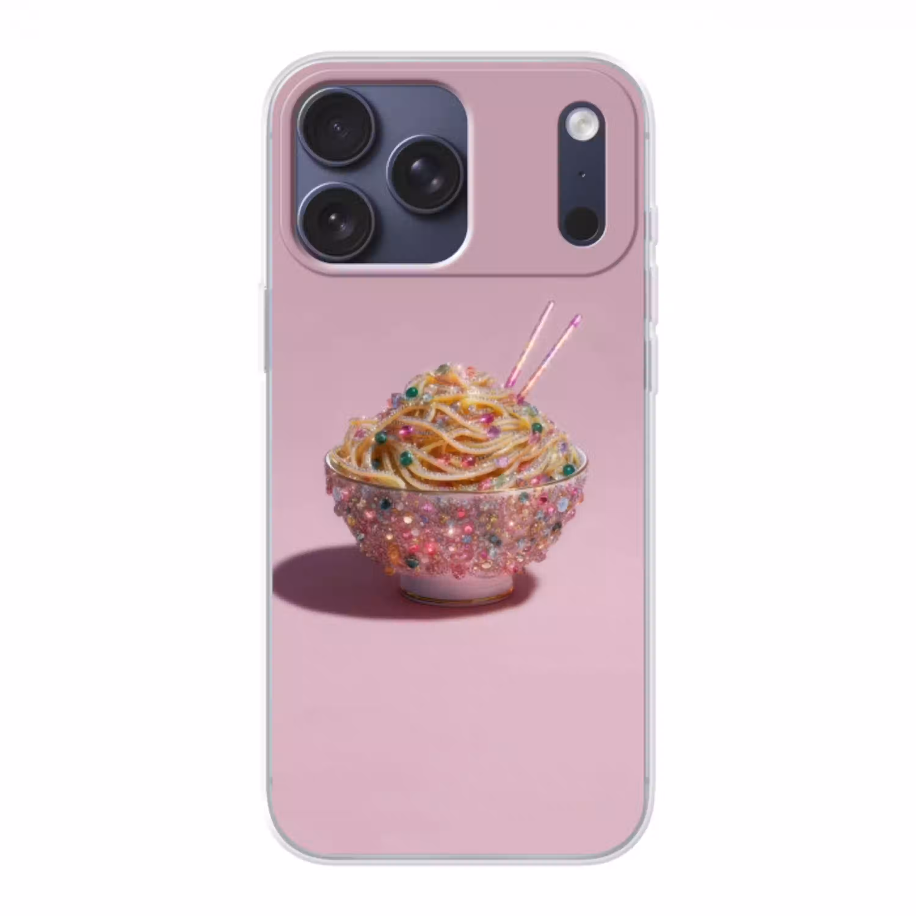 Noodles - Edelstenen - Stokjes - Roze Telefoonhoesje iPhone 17 Pro Max klein -3d
