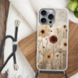 Wilde bloemen - Botanisch - Vintage - Natuur - Rustiek Hoesje iPhone 16 Pro Max met koord klein -sfeer4