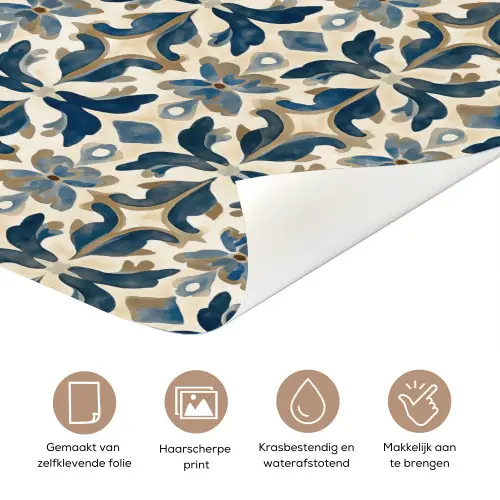 Tegel - Patroon - Blauw - Beige deurposter klein 289 -closeup_NL