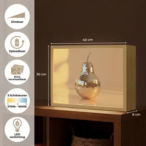 Goud - Disco - Glitter - Peer Light Box met batterij (Wandlamp) middel -USP_websiteoverzichtNL