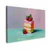 Taartje - Aardbeien - Glazuur - Kleurrijk canvas 2cm klein -z3d