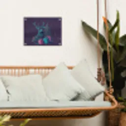 Rendier - Zonnebril - Neon - Kerstboom tuinposter los doek klein -sfeer7