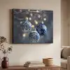 Kerstbal - Versierd - Blauw Textielframe zwart klein -sfeer3