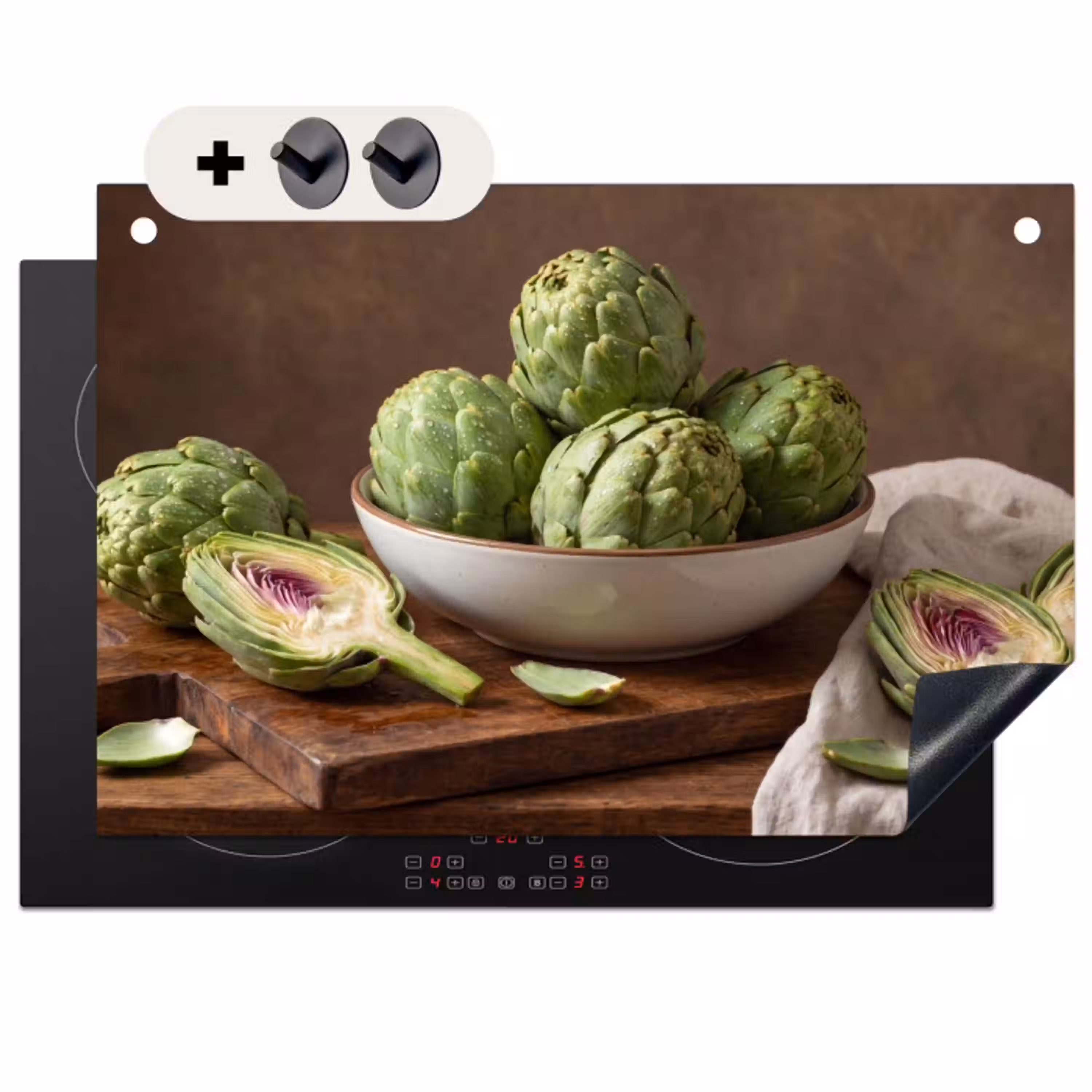 Groenten - Artisjok - Keuken Inductie beschemer met haakjes klein -3d
