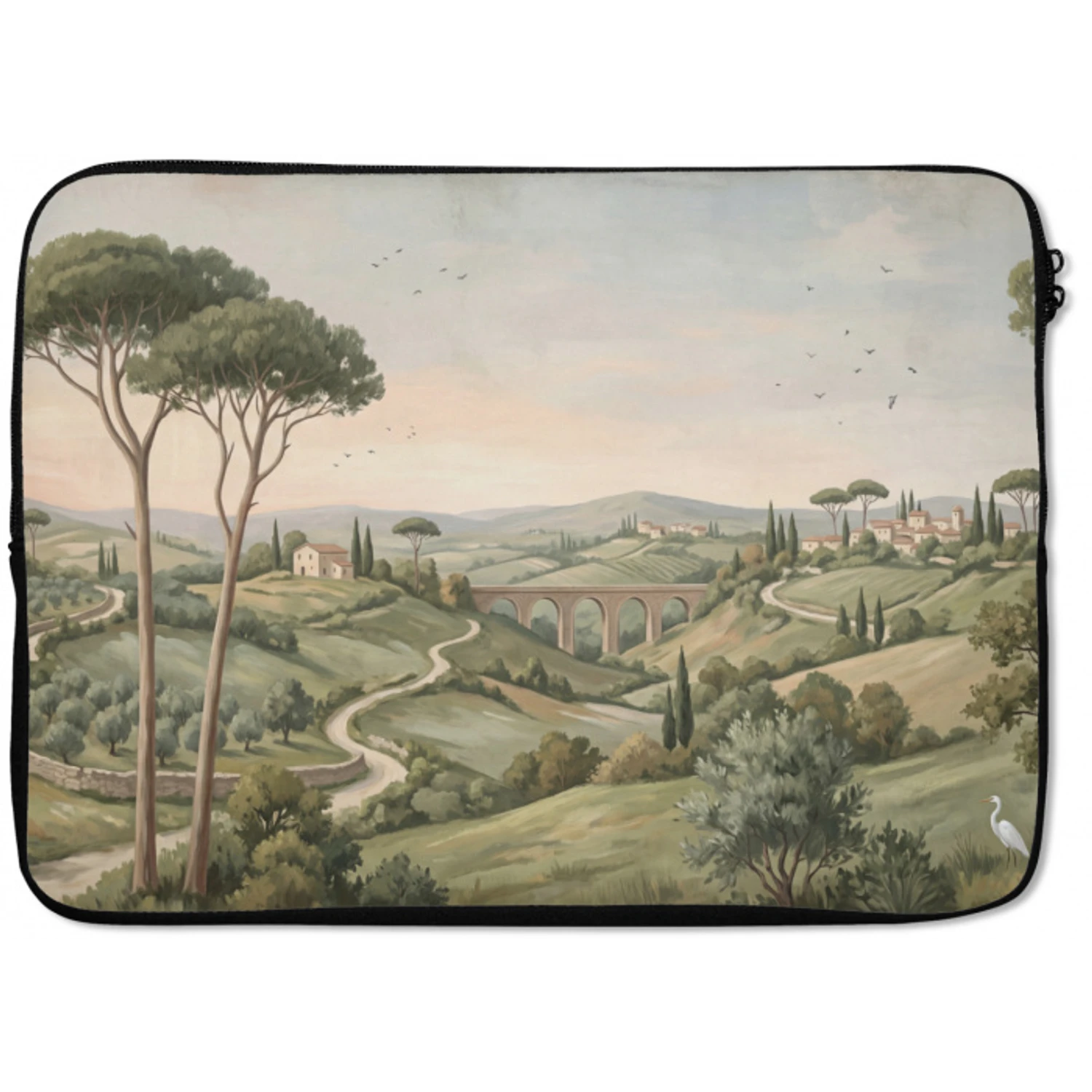 Landschap - Heuvels - Zandpad - Groen laptophoes neopreen klein -zkaufland3dotto