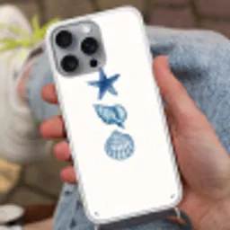 Zeester - Schelpen - Blauw Hoesje iPhone 16 Pro Max met koord klein -sfeer3