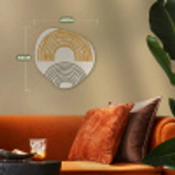 Bogen - Lijnen - Oranje - Minimalistisch Wandcirkel Organisch Forex 3mm klein -sfeer3