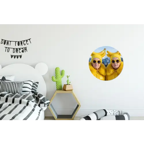Vrouwen - Bananen - Geel Wandcirkel aluminium klein -kinderkamer