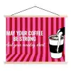 Roze - Strepen - Koffie - Maandag textielposter latten blank klein -3d
