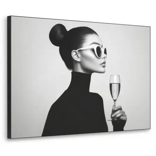 Vrouw - Champagne - Modern Textielframe zwart klein -3d