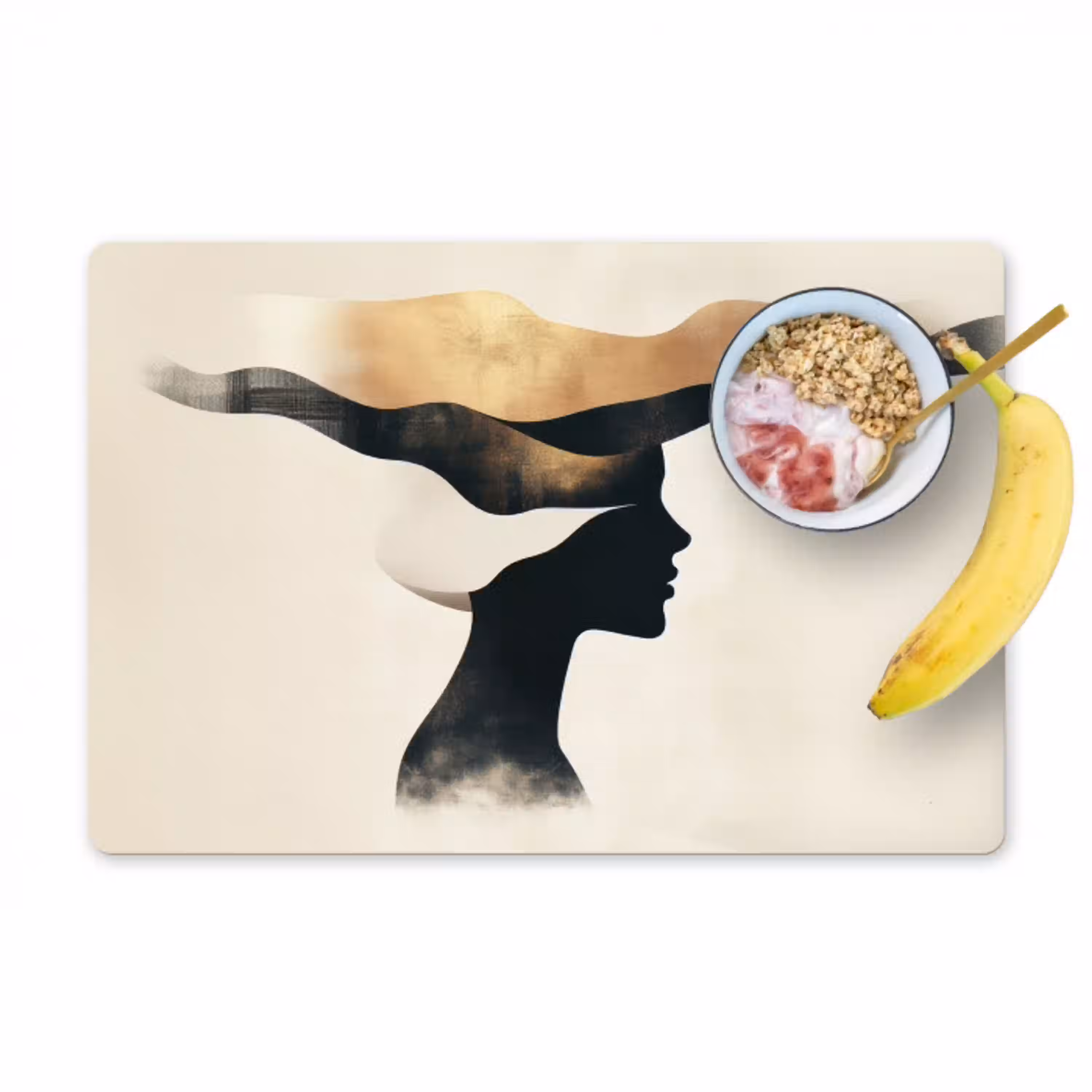 Vrouw - Golven - Zwart Placemat vinyl groot -zzzproduct_Kitchenyeah-website