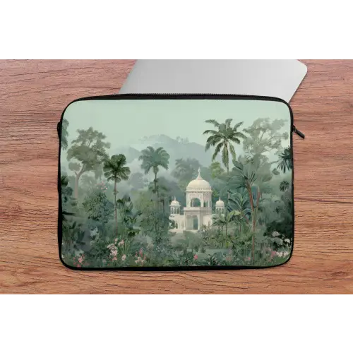 Tropische tuin - Koepelgebouw - Bloemen laptophoes neopreen klein -tafel