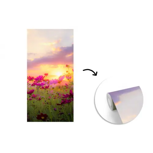 Bloemen - Roze - Zonsondergang fotobehang vinyl groot -3d