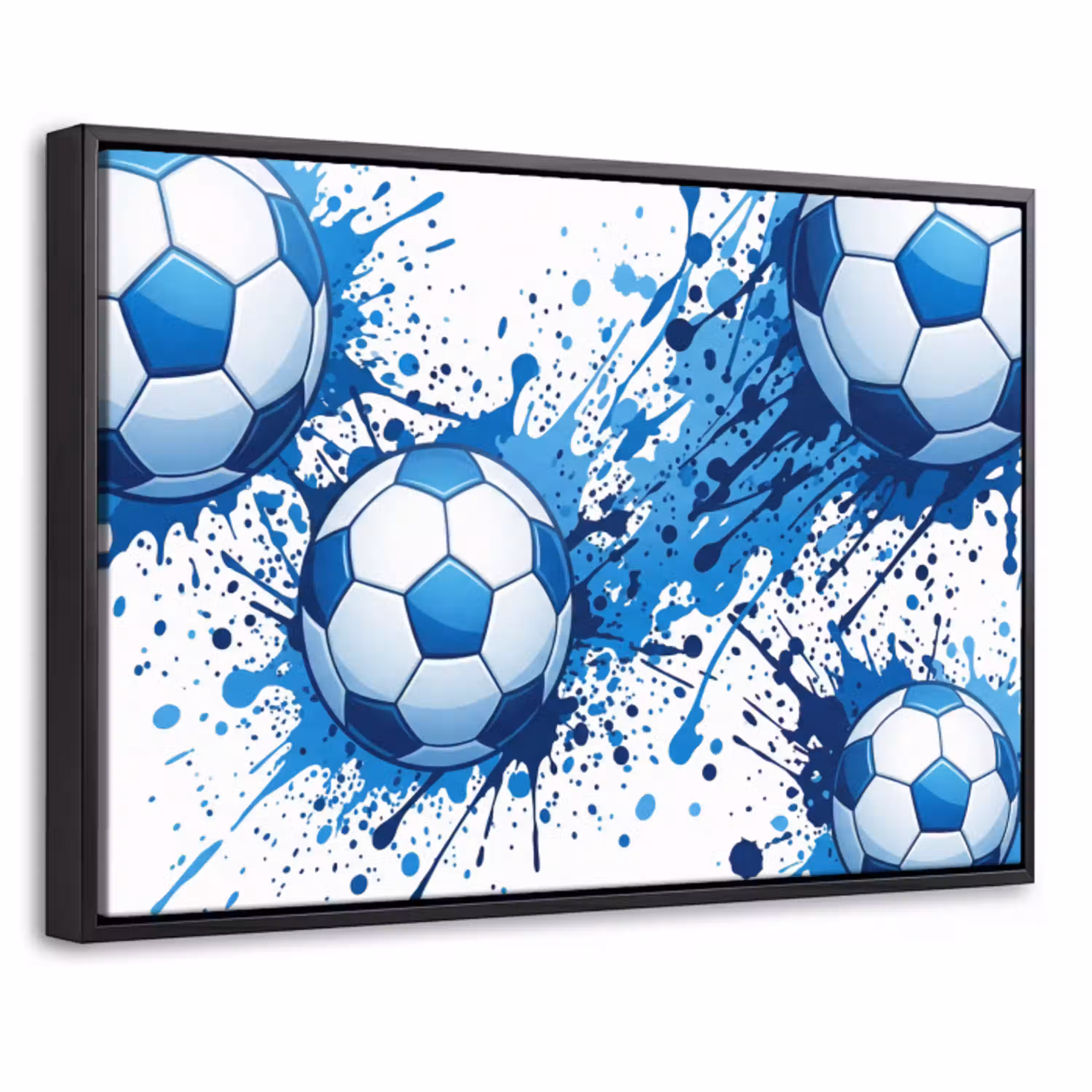 Voetballen - Verf - Sport - Blauw Canvas met baklijst klein -threedimensional_3d_global
