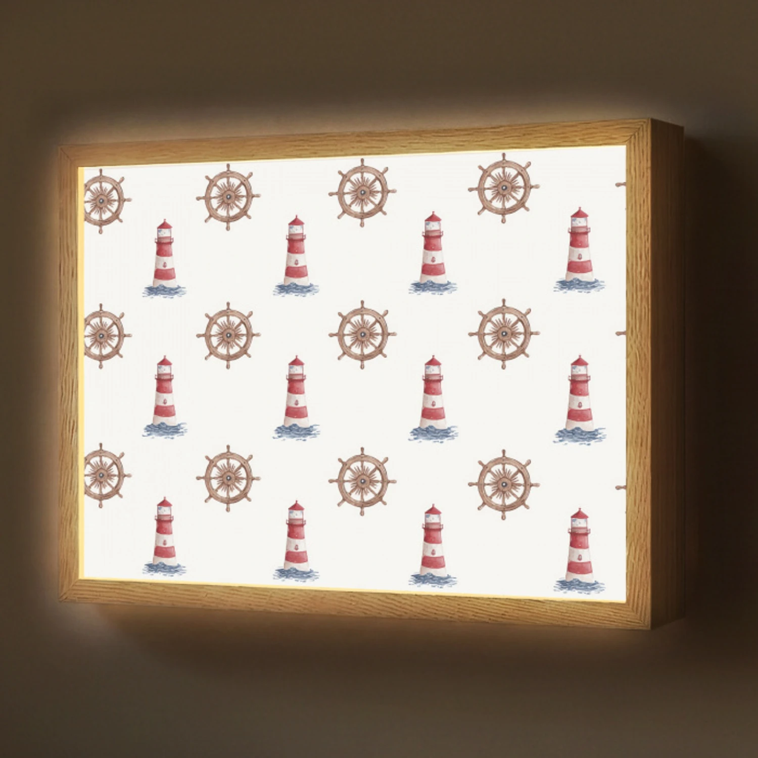Nautisch - Klassiek - Rood Light Box met batterij (Wandlamp) middel 907 -z3d_website