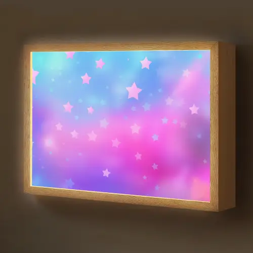 Sterren - Roze - Blauw Light Box met batterij (Wandlamp kind) middel -z3d_website