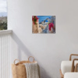 Santorini - Bloemen - Griekenland tuinposter los doek klein -sfeer8
