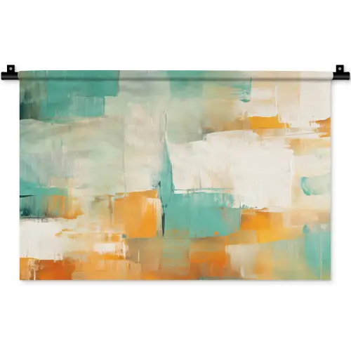 Kunst - Abstract - Blauw - Wit Wandkleed katoen klein -zz3d