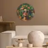 Vrouw - Panterprint - Jungle - Natuur - Luxe Akoestische PET Vilt - Rond klein -sfeer1