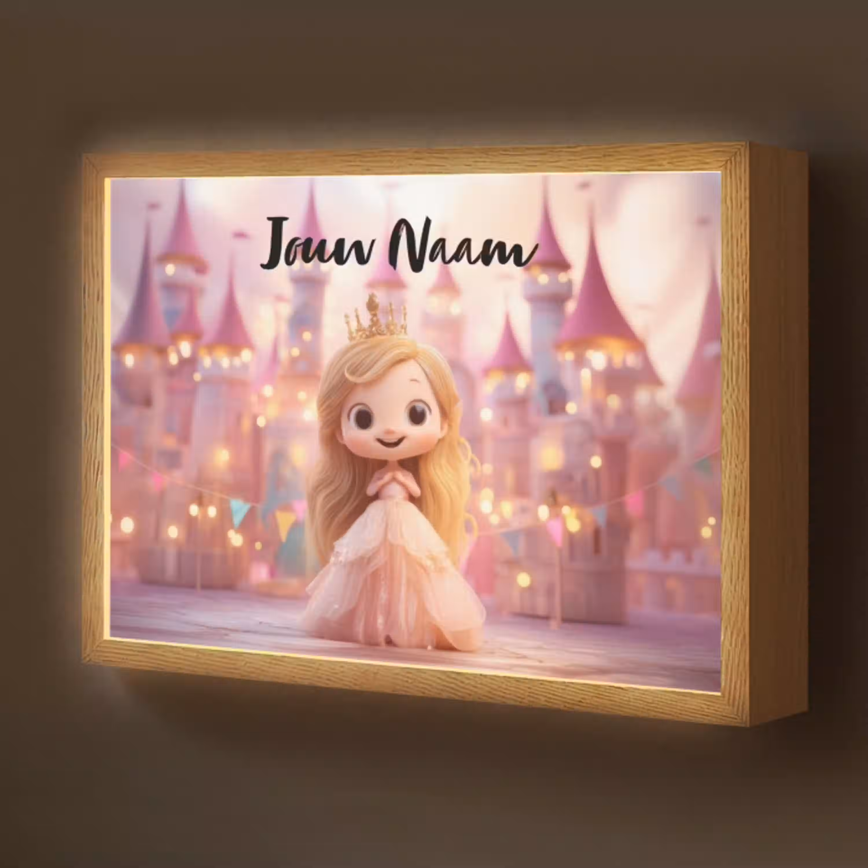 Prinses - Roze - Kasteel Light Box met batterij (Wandlamp kind) middel -z3d_website