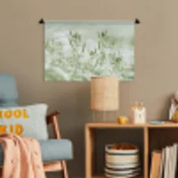 Grassen - Minimalistisch - Groen Wandkleed katoen klein -wsfeer4_kind