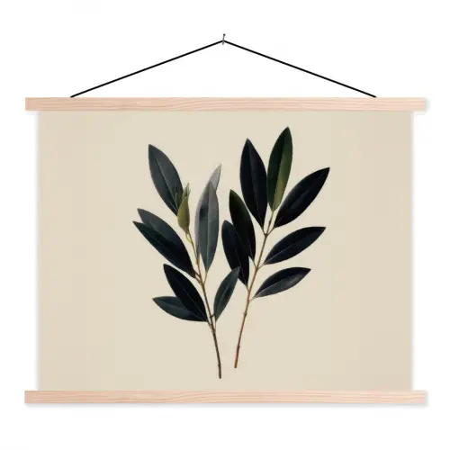 Ovaalvormige bladeren - Diep groen - Symmetrisch textielposter latten blank klein -3d
