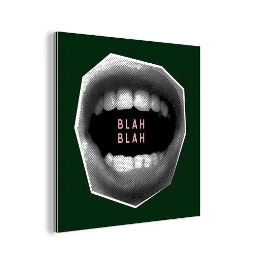 Mond - Groen - Illustratie - BLAH BLAH aluminium wit klein -3d