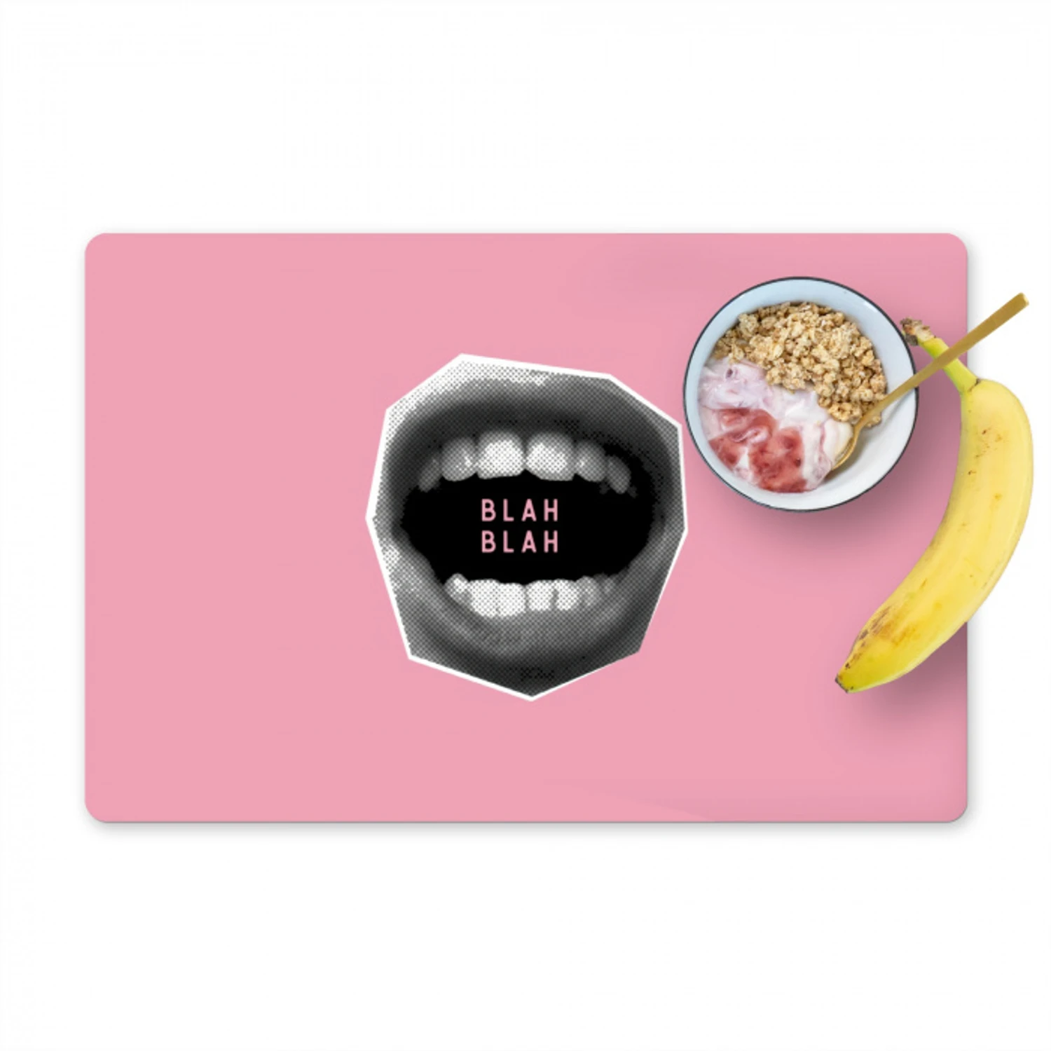 Mond - BLAH BLAH - Roze Placemat vinyl groot -zzzproduct_Kitchenyeah-website