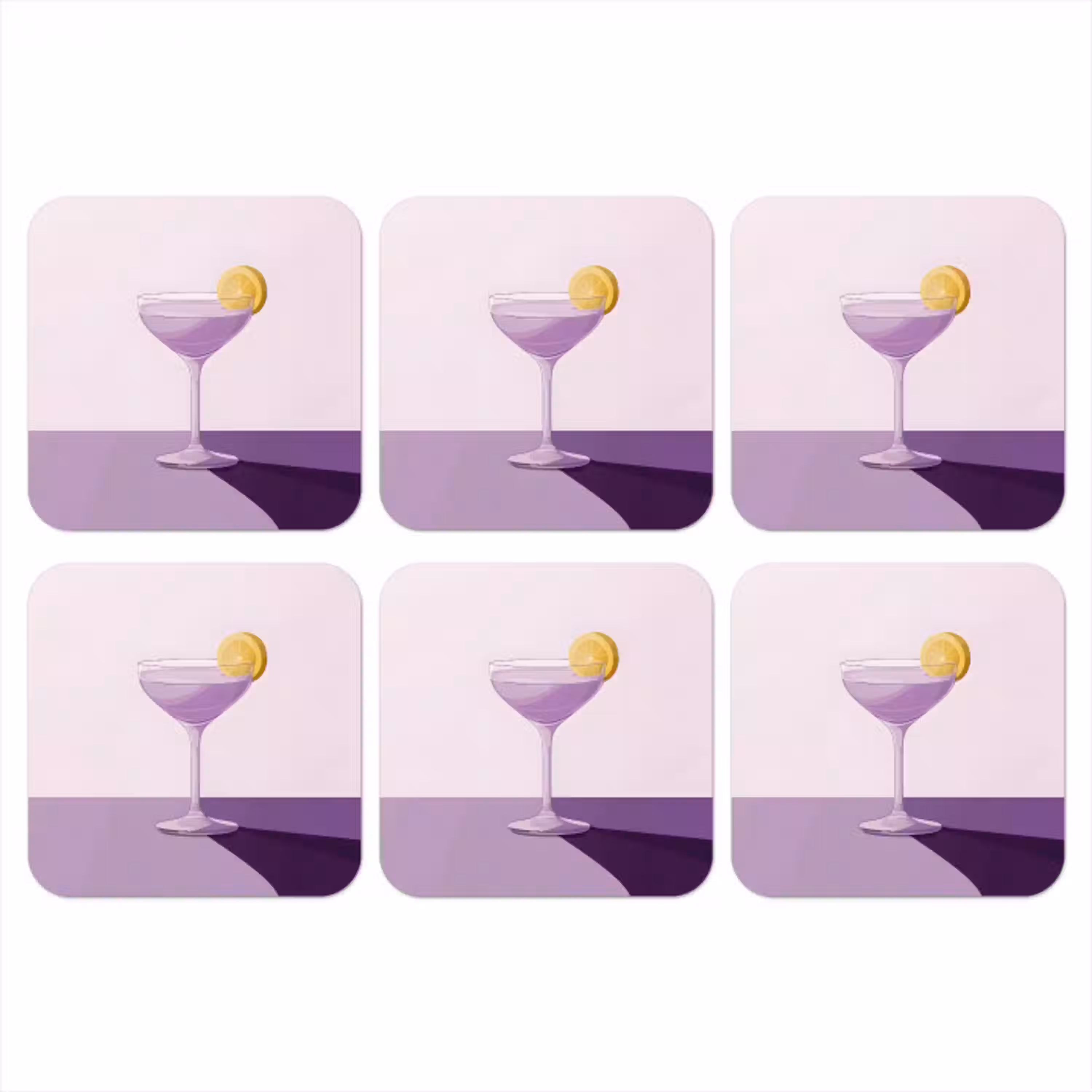 Cocktail - Paars - Minimalistisch - Citroen onderzetter kurk middel -3d
