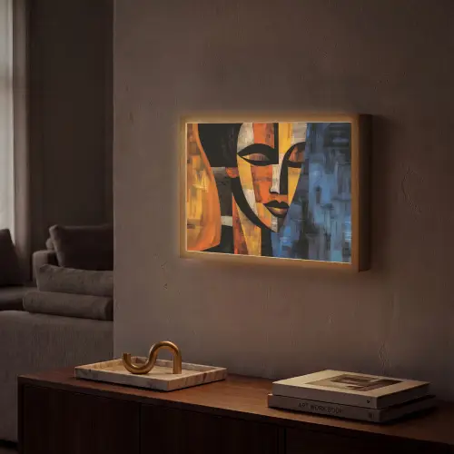 Abstract - Portret - Kleurvakken Light Box met batterij (Wandlamp) middel -sfeer1