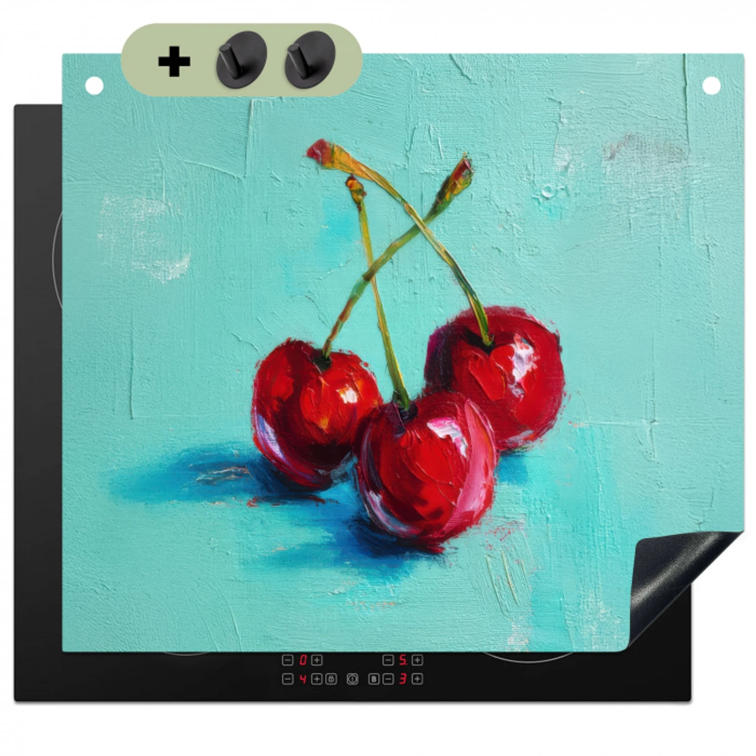 Kersen - Rood - Drie - Geverfd Inductie beschemer met haakjes middel -3d