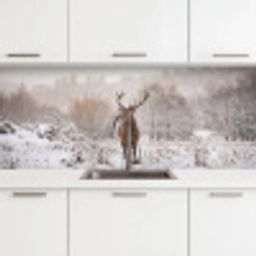 Edelhert - Bos - Sneeuw - Winter - Majestueus keuken achterwand 2 middel -3d