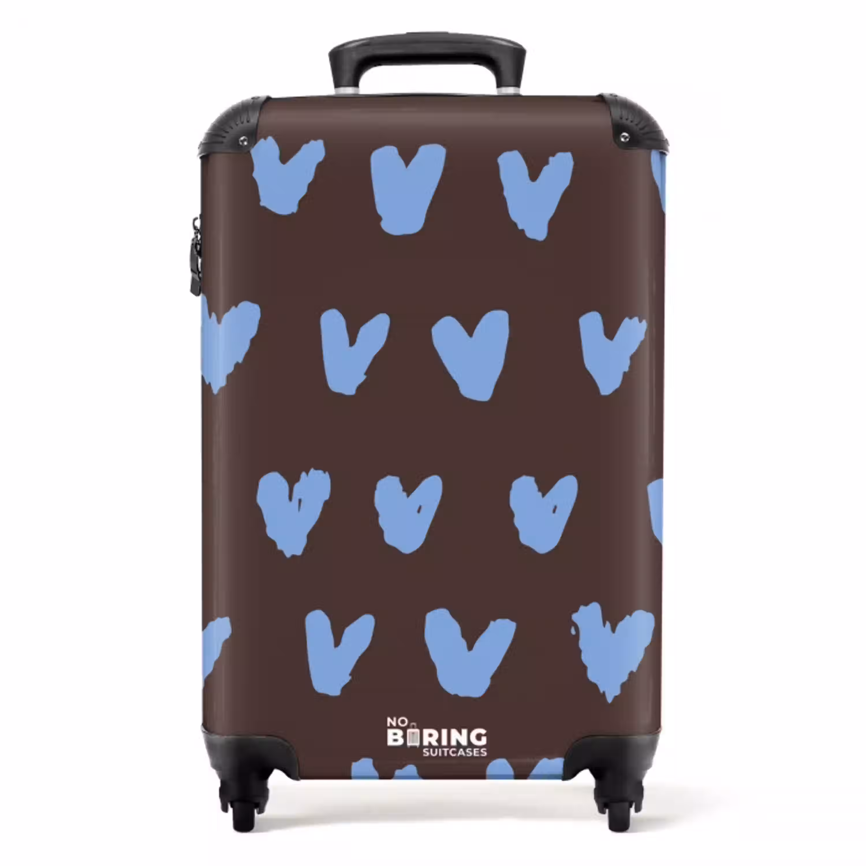 Donkerbruine achtergrond met hartachtige vormen NBS - Handbagage koffer - Kinderen Unisex middel -productfoto_recht