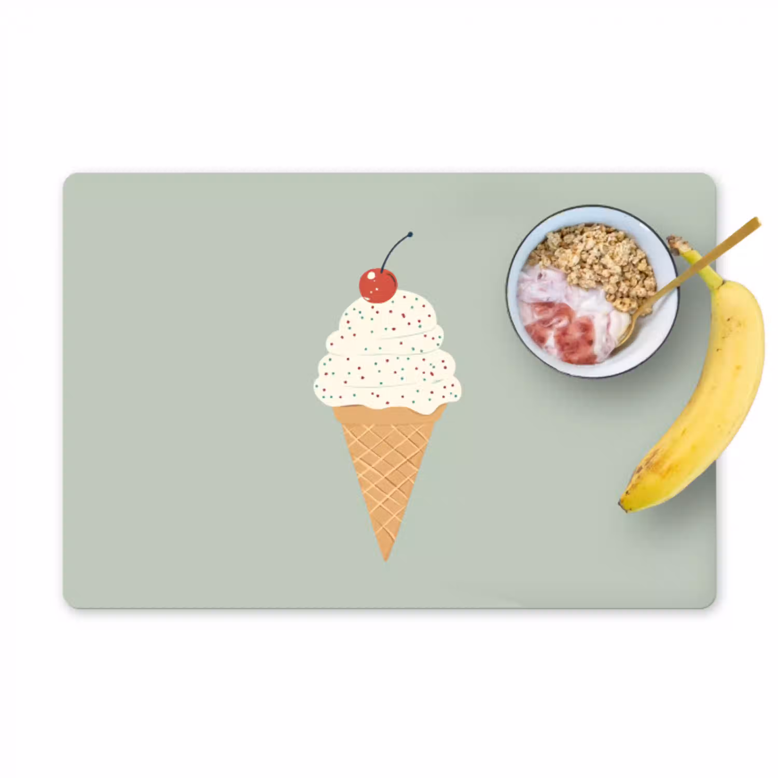 Illustratie - Ijsje - Spikkels - Kers Placemat vinyl groot -zzzproduct_Kitchenyeah-website