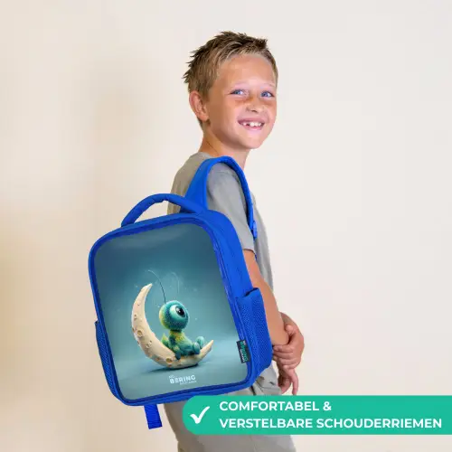 Dromerig Wezentje op de Maan Kinderrugzak - Blauw middel -sfeer3_NL